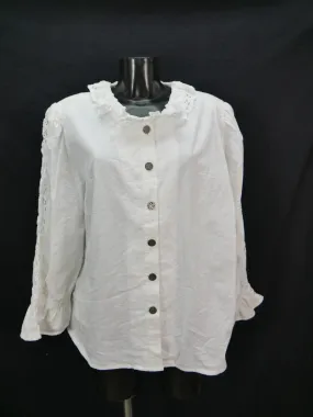 Gr.50 Trachtenbluse weiß Bluse Landhaus Baumwollmischung mit Spitze TB5872