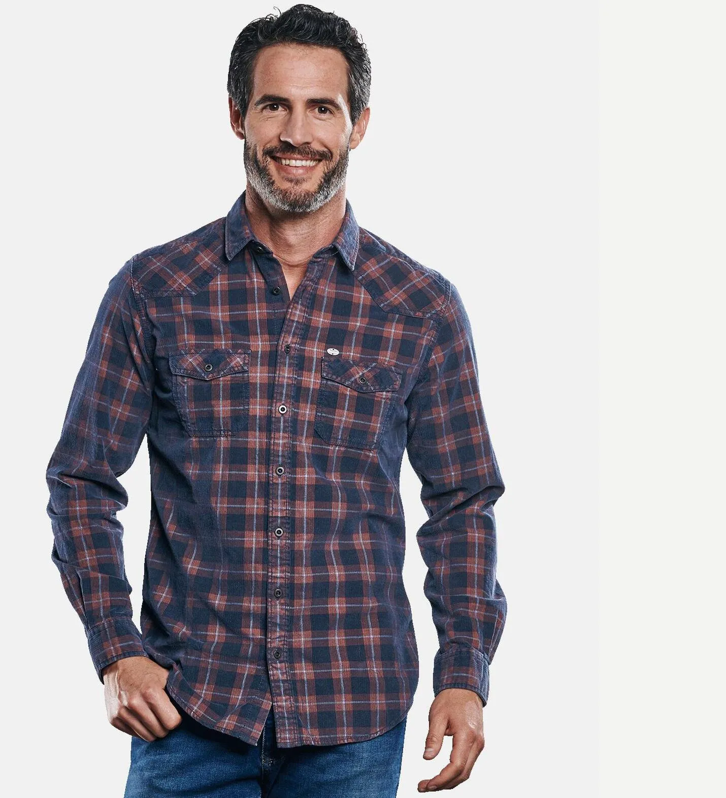 Herren engbers Modisch gewaschenes Karohemd in Orange kaufen 30336